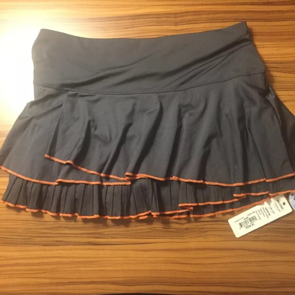 Lucky in Love Tennis Golf Skirt Gray/ Orange.